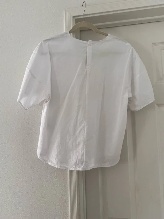 Muji Women’s Modern White Short-Sleeve Minimal Blouse/Tee - Picture 2 of 4